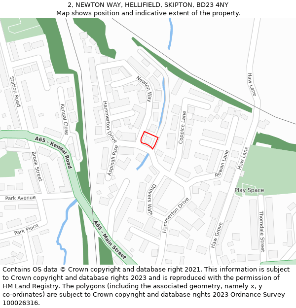 2, NEWTON WAY, HELLIFIELD, SKIPTON, BD23 4NY: Location map and indicative extent of plot