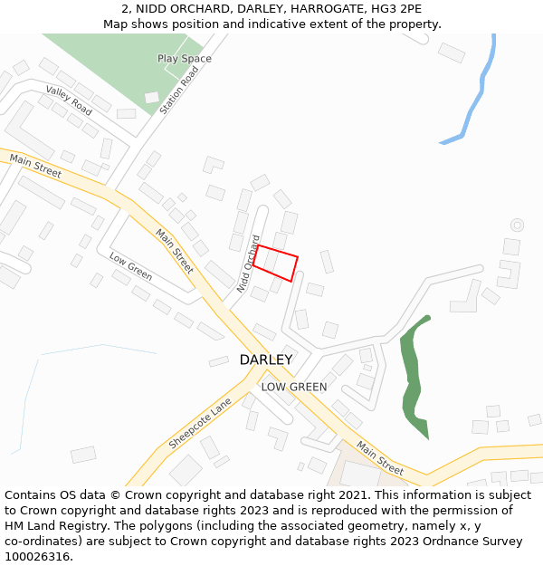 2, NIDD ORCHARD, DARLEY, HARROGATE, HG3 2PE: Location map and indicative extent of plot