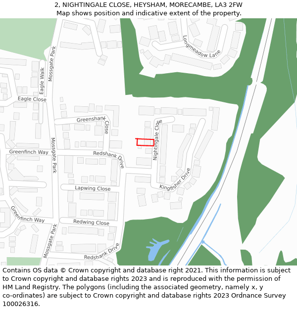 2, NIGHTINGALE CLOSE, HEYSHAM, MORECAMBE, LA3 2FW: Location map and indicative extent of plot