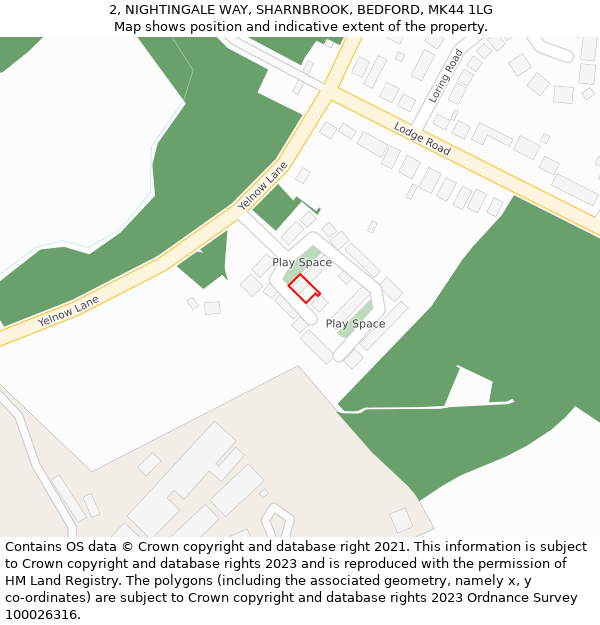 2, NIGHTINGALE WAY, SHARNBROOK, BEDFORD, MK44 1LG: Location map and indicative extent of plot