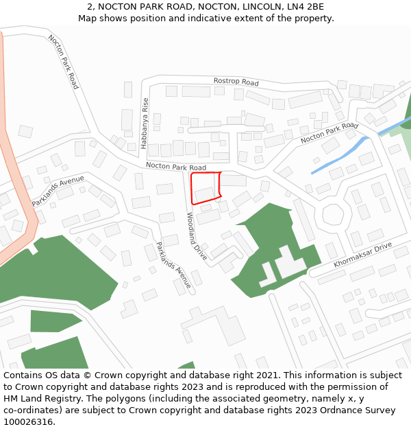2, NOCTON PARK ROAD, NOCTON, LINCOLN, LN4 2BE: Location map and indicative extent of plot