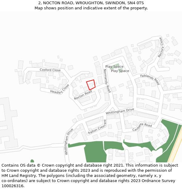 2, NOCTON ROAD, WROUGHTON, SWINDON, SN4 0TS: Location map and indicative extent of plot