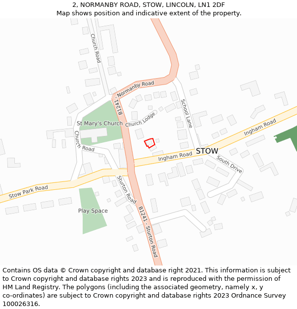 2, NORMANBY ROAD, STOW, LINCOLN, LN1 2DF: Location map and indicative extent of plot