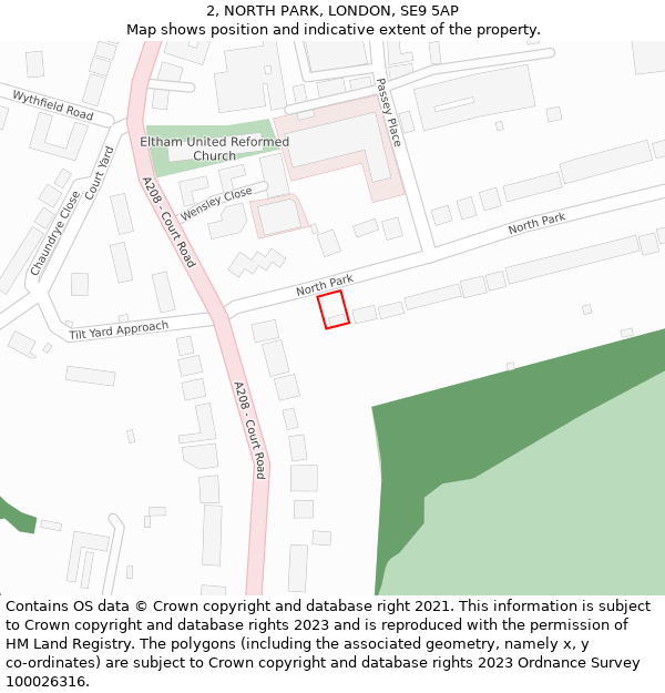 2, NORTH PARK, LONDON, SE9 5AP: Location map and indicative extent of plot