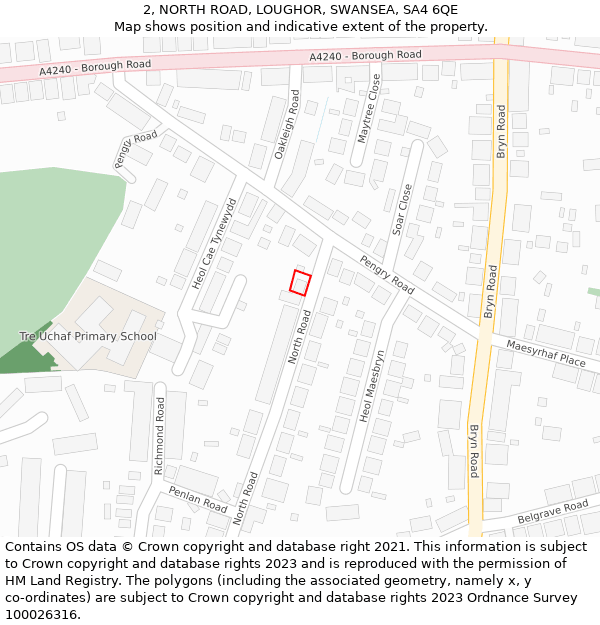 2, NORTH ROAD, LOUGHOR, SWANSEA, SA4 6QE: Location map and indicative extent of plot