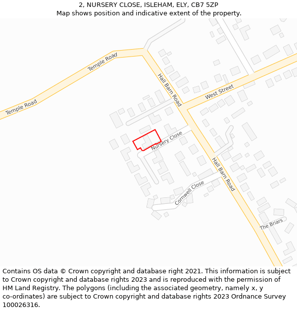 2, NURSERY CLOSE, ISLEHAM, ELY, CB7 5ZP: Location map and indicative extent of plot