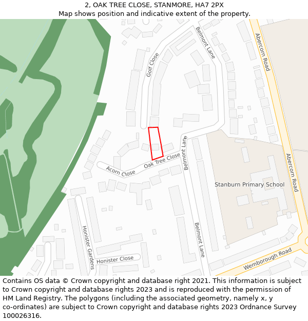 2, OAK TREE CLOSE, STANMORE, HA7 2PX: Location map and indicative extent of plot