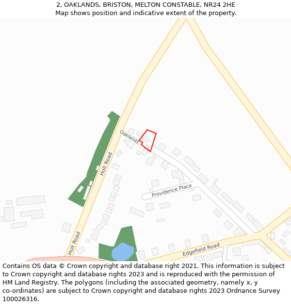 2, OAKLANDS, BRISTON, MELTON CONSTABLE, NR24 2HE: Location map and indicative extent of plot