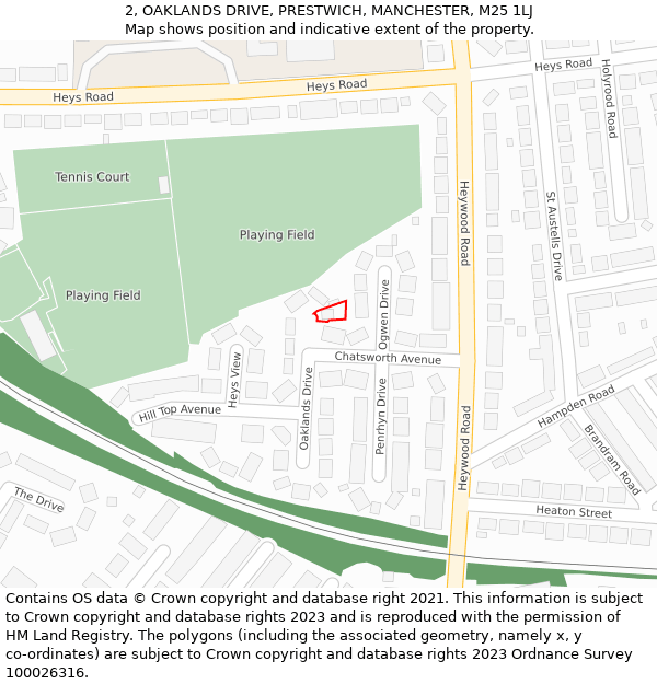 2, OAKLANDS DRIVE, PRESTWICH, MANCHESTER, M25 1LJ: Location map and indicative extent of plot