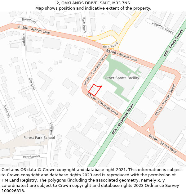 2, OAKLANDS DRIVE, SALE, M33 7NS: Location map and indicative extent of plot