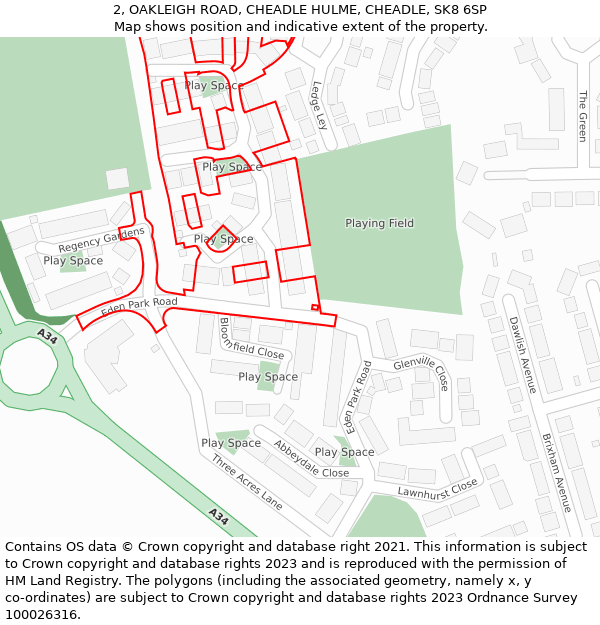 2, OAKLEIGH ROAD, CHEADLE HULME, CHEADLE, SK8 6SP: Location map and indicative extent of plot