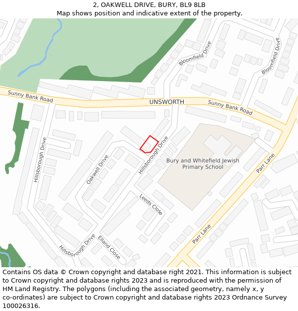 2, OAKWELL DRIVE, BURY, BL9 8LB: Location map and indicative extent of plot