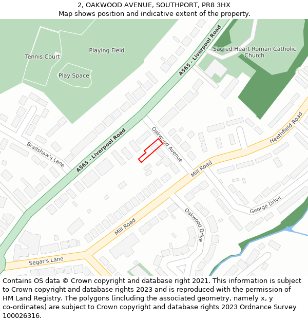 2, OAKWOOD AVENUE, SOUTHPORT, PR8 3HX: Location map and indicative extent of plot