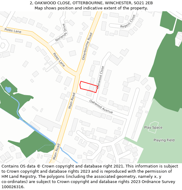 2, OAKWOOD CLOSE, OTTERBOURNE, WINCHESTER, SO21 2EB: Location map and indicative extent of plot