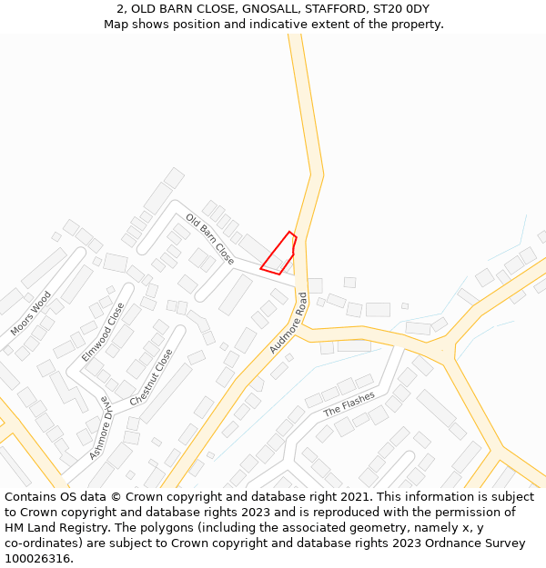 2, OLD BARN CLOSE, GNOSALL, STAFFORD, ST20 0DY: Location map and indicative extent of plot