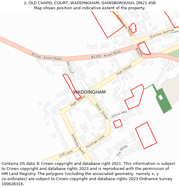 2, OLD CHAPEL COURT, WADDINGHAM, GAINSBOROUGH, DN21 4SB: Location map and indicative extent of plot