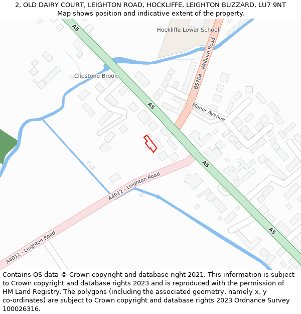 2, OLD DAIRY COURT, LEIGHTON ROAD, HOCKLIFFE, LEIGHTON BUZZARD, LU7 9NT: Location map and indicative extent of plot