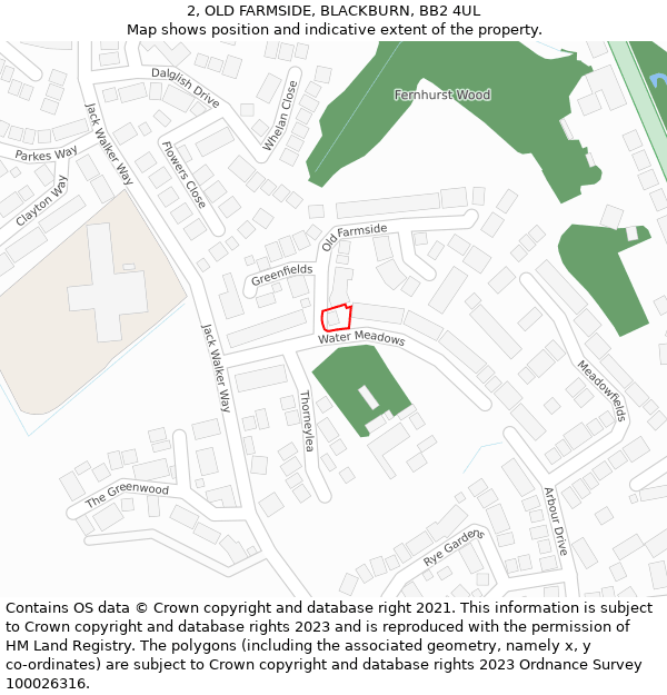 2, OLD FARMSIDE, BLACKBURN, BB2 4UL: Location map and indicative extent of plot