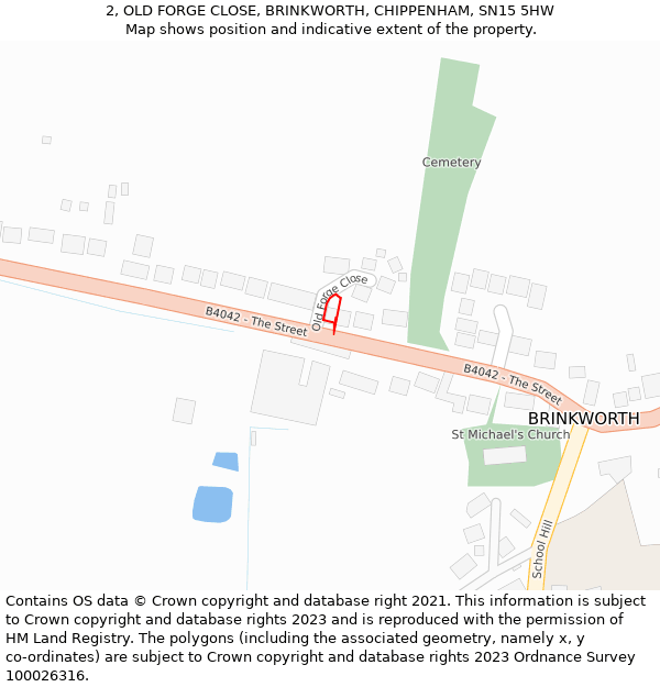 2, OLD FORGE CLOSE, BRINKWORTH, CHIPPENHAM, SN15 5HW: Location map and indicative extent of plot