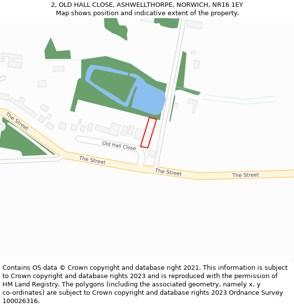 2, OLD HALL CLOSE, ASHWELLTHORPE, NORWICH, NR16 1EY: Location map and indicative extent of plot