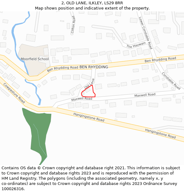 2, OLD LANE, ILKLEY, LS29 8RR: Location map and indicative extent of plot