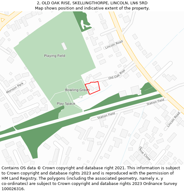 2, OLD OAK RISE, SKELLINGTHORPE, LINCOLN, LN6 5RD: Location map and indicative extent of plot