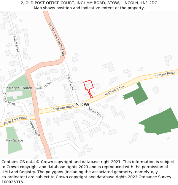 2, OLD POST OFFICE COURT, INGHAM ROAD, STOW, LINCOLN, LN1 2DG: Location map and indicative extent of plot