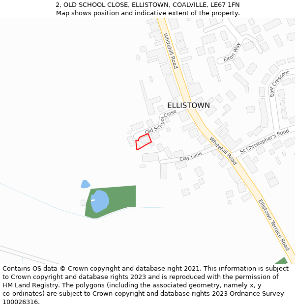 2, OLD SCHOOL CLOSE, ELLISTOWN, COALVILLE, LE67 1FN: Location map and indicative extent of plot