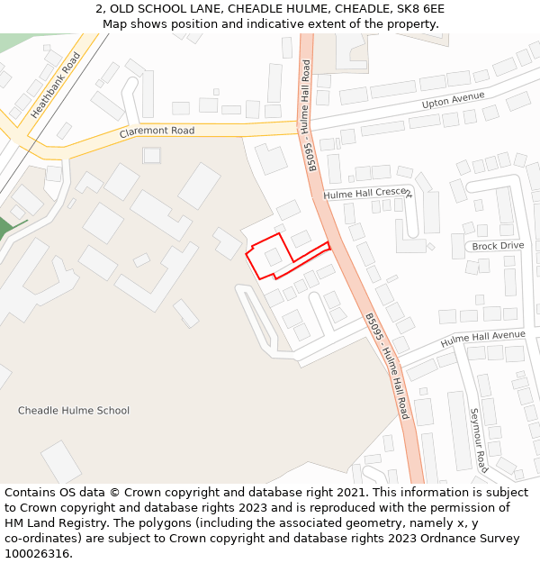 2, OLD SCHOOL LANE, CHEADLE HULME, CHEADLE, SK8 6EE: Location map and indicative extent of plot