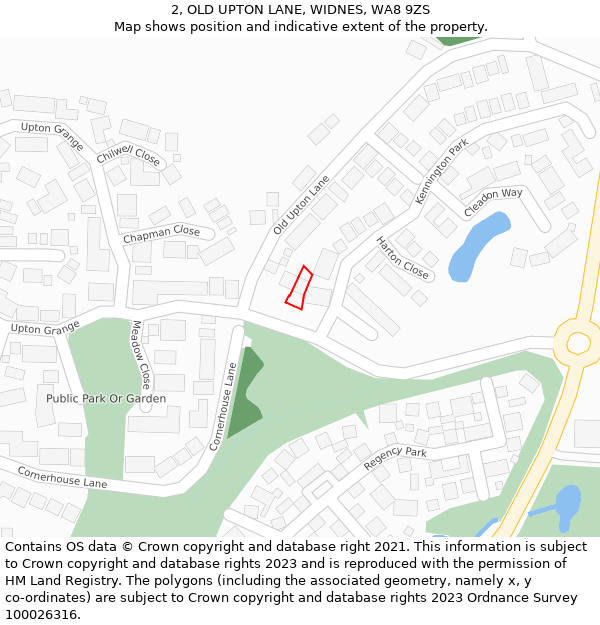 2, OLD UPTON LANE, WIDNES, WA8 9ZS: Location map and indicative extent of plot