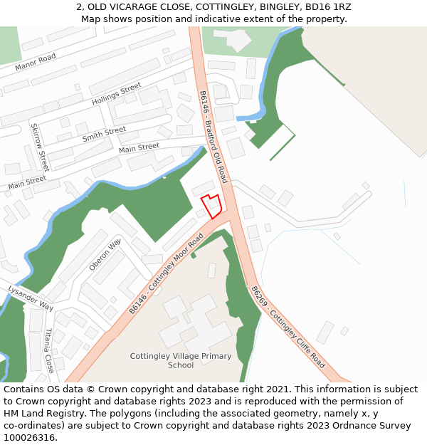 2, OLD VICARAGE CLOSE, COTTINGLEY, BINGLEY, BD16 1RZ: Location map and indicative extent of plot