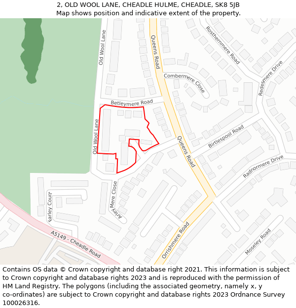 2, OLD WOOL LANE, CHEADLE HULME, CHEADLE, SK8 5JB: Location map and indicative extent of plot