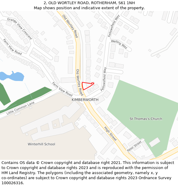 2, OLD WORTLEY ROAD, ROTHERHAM, S61 1NH: Location map and indicative extent of plot