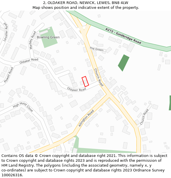 2, OLDAKER ROAD, NEWICK, LEWES, BN8 4LW: Location map and indicative extent of plot