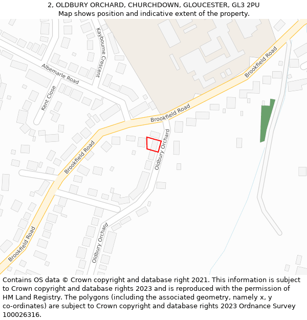 2, OLDBURY ORCHARD, CHURCHDOWN, GLOUCESTER, GL3 2PU: Location map and indicative extent of plot