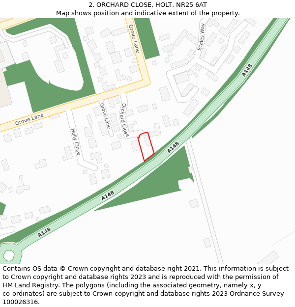 2, ORCHARD CLOSE, HOLT, NR25 6AT: Location map and indicative extent of plot