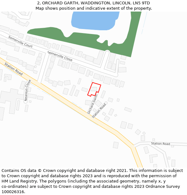 2, ORCHARD GARTH, WADDINGTON, LINCOLN, LN5 9TD: Location map and indicative extent of plot