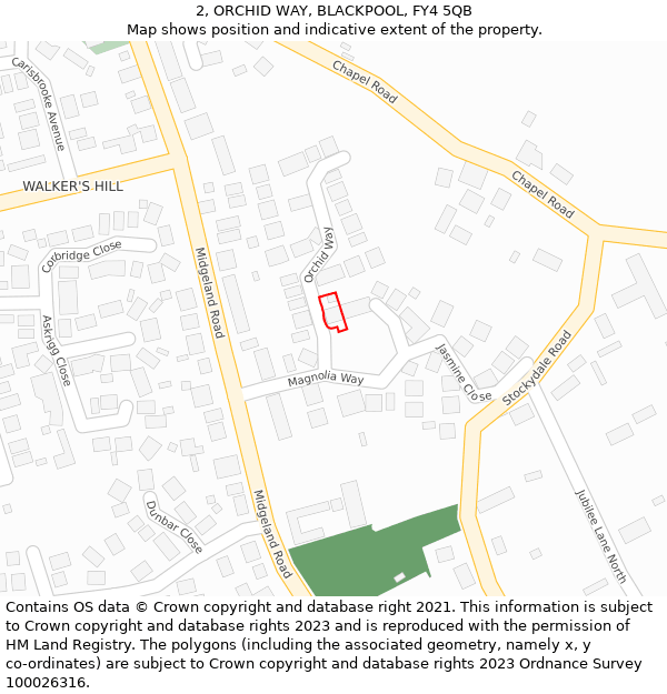2, ORCHID WAY, BLACKPOOL, FY4 5QB: Location map and indicative extent of plot