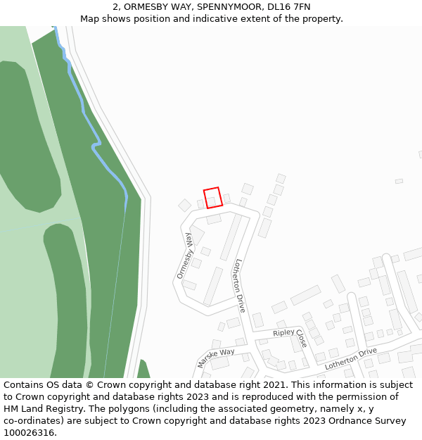 2, ORMESBY WAY, SPENNYMOOR, DL16 7FN: Location map and indicative extent of plot