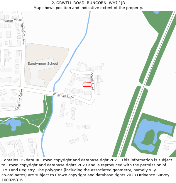2, ORWELL ROAD, RUNCORN, WA7 1JB: Location map and indicative extent of plot