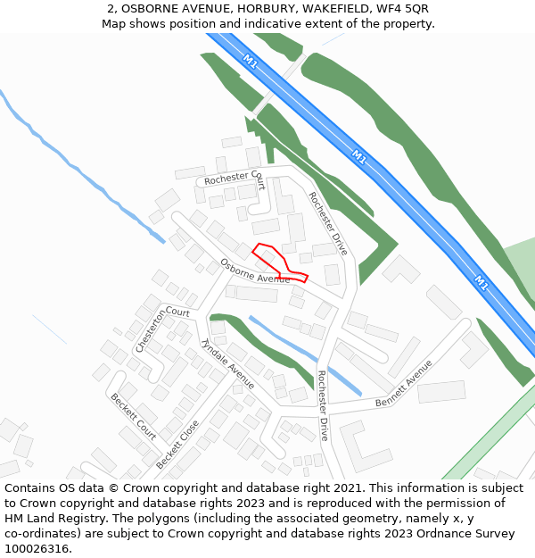 2, OSBORNE AVENUE, HORBURY, WAKEFIELD, WF4 5QR: Location map and indicative extent of plot