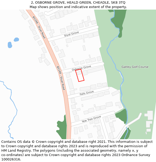 2, OSBORNE GROVE, HEALD GREEN, CHEADLE, SK8 3TQ: Location map and indicative extent of plot