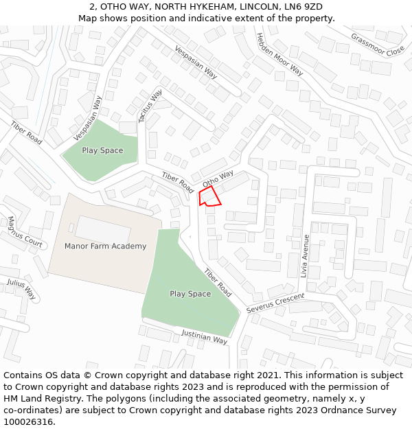 2, OTHO WAY, NORTH HYKEHAM, LINCOLN, LN6 9ZD: Location map and indicative extent of plot