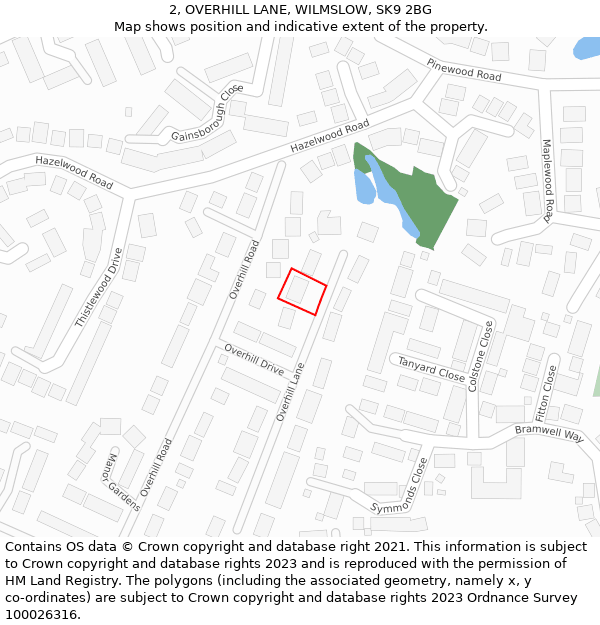 2, OVERHILL LANE, WILMSLOW, SK9 2BG: Location map and indicative extent of plot