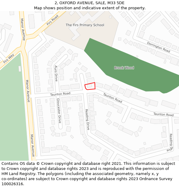 2, OXFORD AVENUE, SALE, M33 5DE: Location map and indicative extent of plot