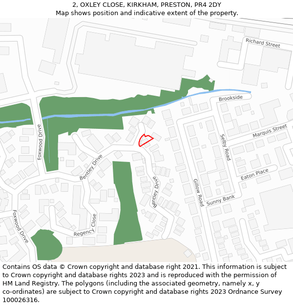 2, OXLEY CLOSE, KIRKHAM, PRESTON, PR4 2DY: Location map and indicative extent of plot