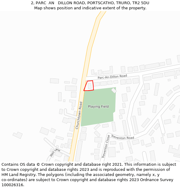 2, PARC  AN   DILLON ROAD, PORTSCATHO, TRURO, TR2 5DU: Location map and indicative extent of plot