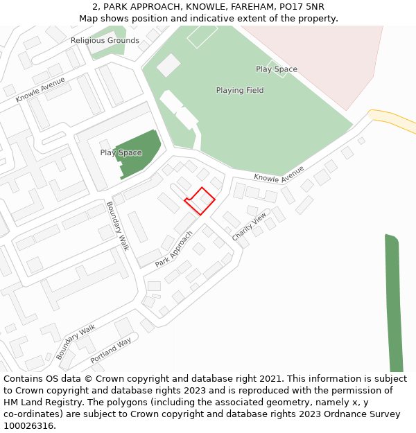 2, PARK APPROACH, KNOWLE, FAREHAM, PO17 5NR: Location map and indicative extent of plot