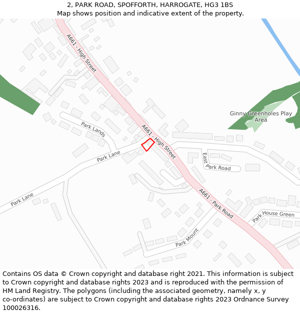 2, PARK ROAD, SPOFFORTH, HARROGATE, HG3 1BS: Location map and indicative extent of plot