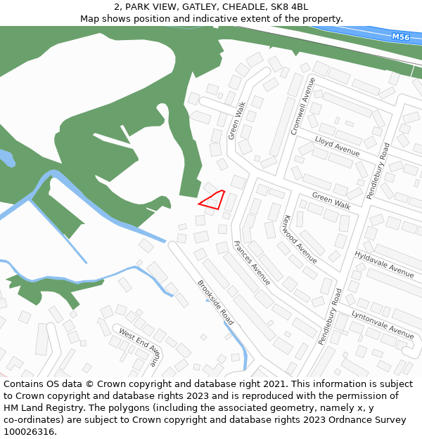 2, PARK VIEW, GATLEY, CHEADLE, SK8 4BL: Location map and indicative extent of plot